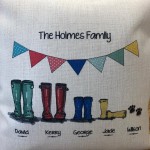 Personalised Welly Boot Family Cushion