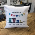 Personalised Welly Boot Family Cushion