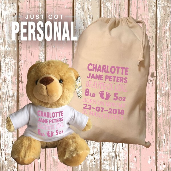 personalised new baby teddy